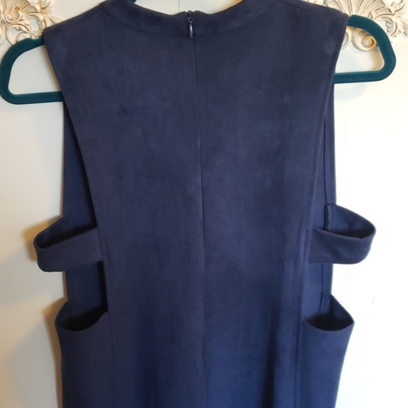 New!! Wishlist Faux Suede Navy Mini Dress in Large - Picture 3 of 8